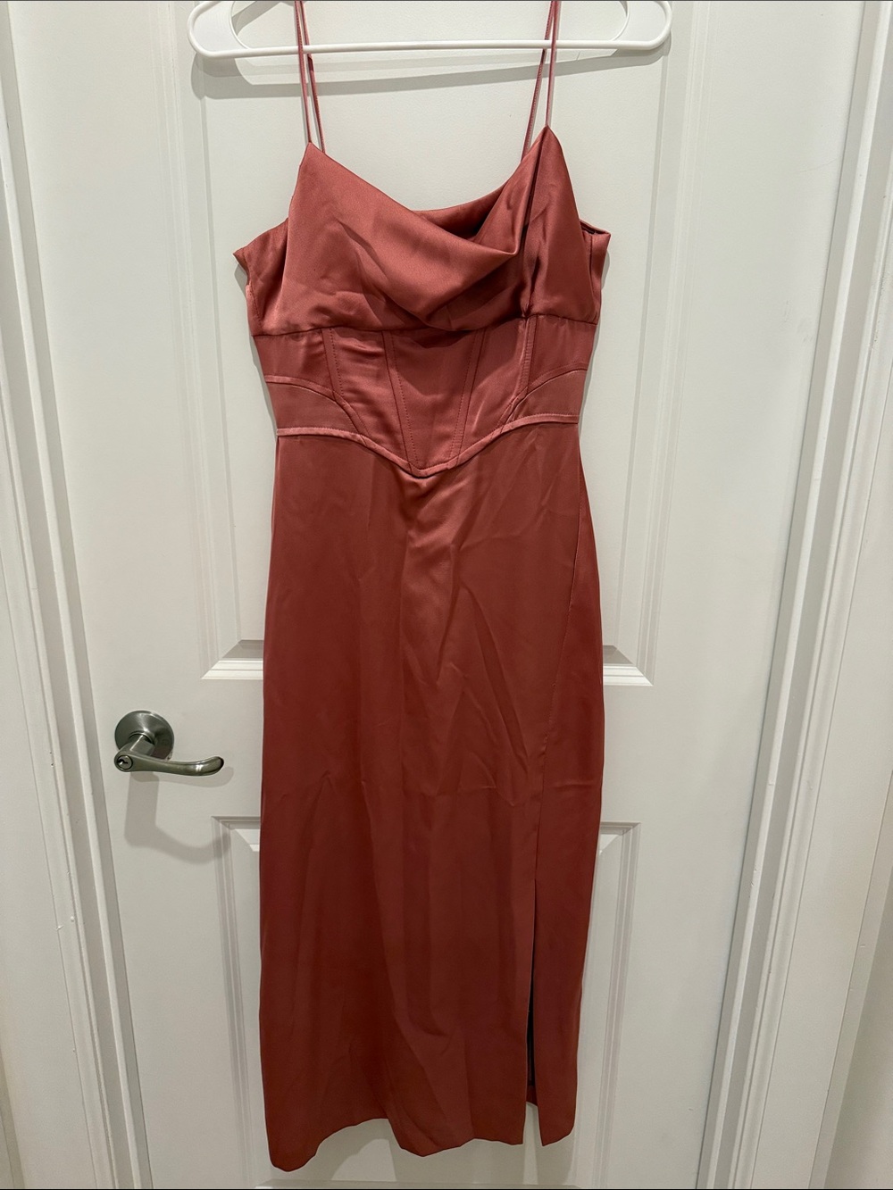 Satin corset Slip Dress in Rust